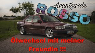 Ich zwinge meine Freundin zum Ölwechsel an Ihrem Auto! | Mercedes Benz 190E Avantgarde Rosso || VOKE