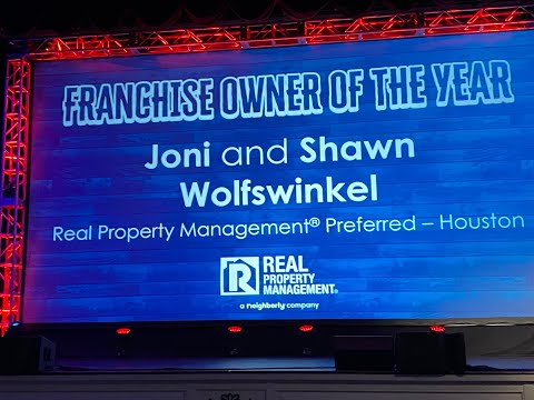 Shawn and Joni Wolfswinkel, owners of Houston’s Real Property Management Preferred, on being named the Franchise of the Year for Neighborly's entire Real Property Management franchise system.