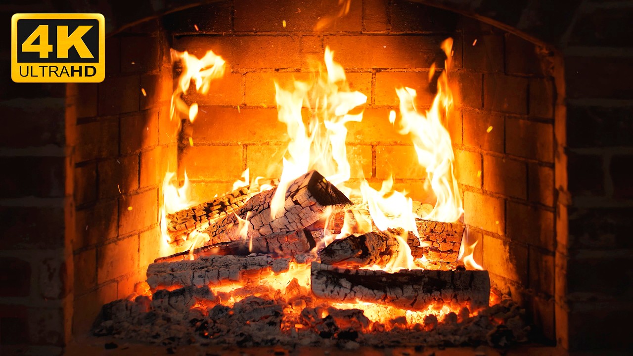 🔥 Fireplace Snow Silence (12 Hours) with Natural Fire Sounds and Flickering Light for Stress Relief