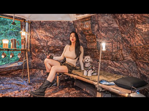 MILITARY TENT CAMPING IN THE DEEP MOUNTAINSㅣNATURE ASMR