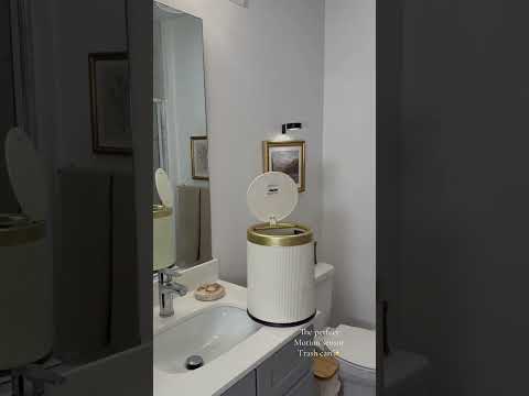 Trully such a stunning and functional trash can 🤍#trashcan #bathroom #bathroommakeover
