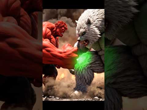 Red Hulk vs Wolf-Hulk: Epic City Smash!#RedHulk#WolfHulk #SlowMotionFight#Trending#epicfight