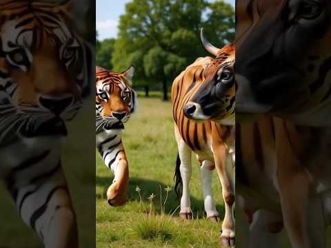 Tiger feared of cow 😁 #wildlife #shortsfeed #shortvideo #shorts