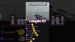Reckless grandma almost SLIPS from the rocks