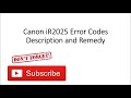 HOW TO CLEAR ALL ERROR CODES FOR CANON IR2025