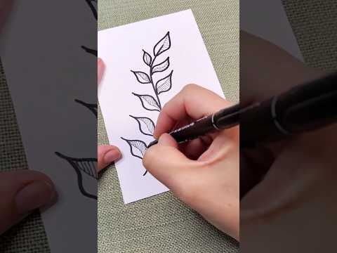 🖊️ Black Pen Leaf Drawing — Aesthetic Speed Sketch Short