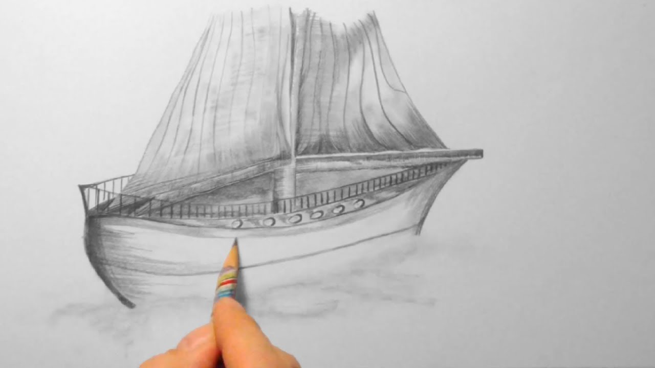 kleines Schiff, zeichnen im Zeitraffer (small ship, drawing in fast