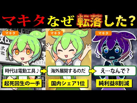 【実話】株価半減！マキタが絶好調から転落している理由がヤバい...【ゆっくり解説＆ずんだもん】