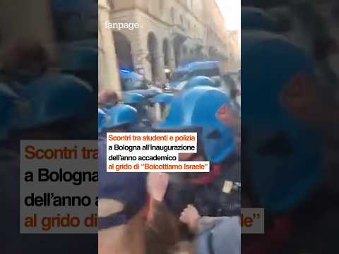 Scontro tra studenti e polizia a Bologna: “Boicottiamo Israele” #shorts