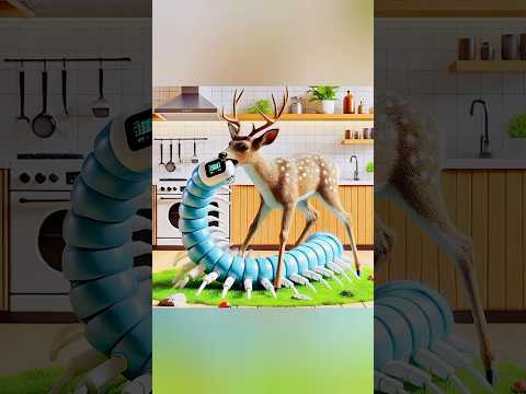 Eagle, 🦅 giraffe, 🦒 elk, and wolf transform into caterpillar 🐛 machines #jelly #animals #viral