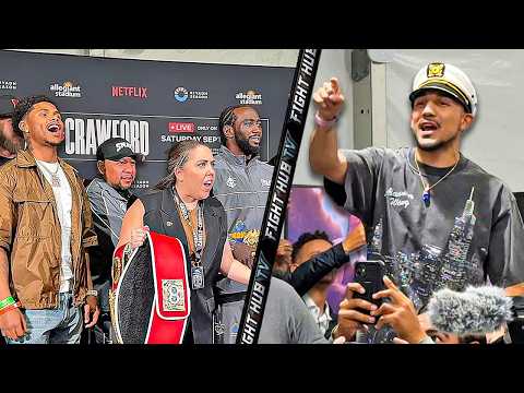 Teofimo Lopez CRASHES Crawford presser; Verbal exchange ensues with Shakur Stevenson