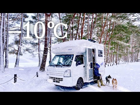 【軽キャン旅】気温差30℃、氷点下でも温かい。犬と私の湖畔車中泊【La・kunnⅡ】