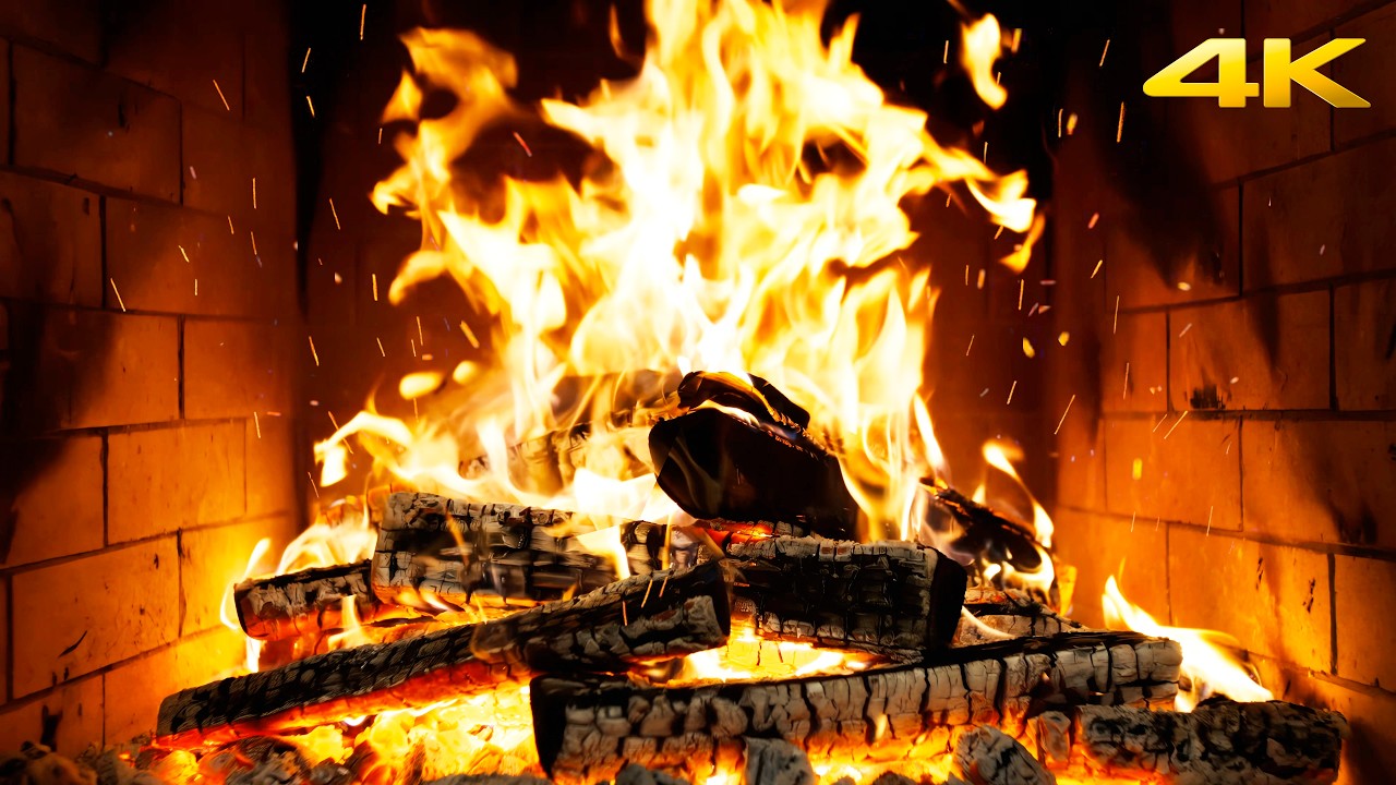 🔥 Tranquil Flames Fireplace with Smoldering Logs and Faint Wood Crackling for Creative Relaxation