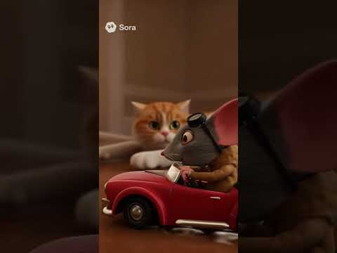 This Mouse is Living His Best Life in a Little Red Car! |Stunning AI Animation #aivideo #funny #sora