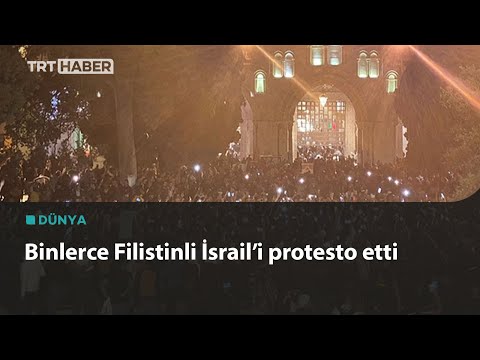 Mescid-i Aksa’da teravih namazının ardından İsrail protesto edildi
