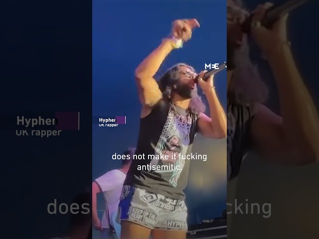 UK rapper Hyphen leads ‘free Palestine’ chants and condemns antisemitism and killing of Palestinians