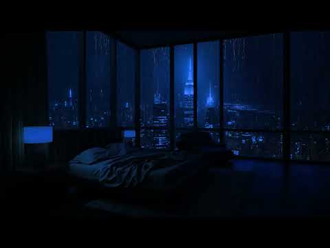 Ultimate Relaxation: Dark Bedroom Rain Sounds with a Cityscape Symphony 🌧️