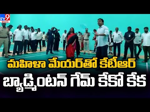 Watch: KTR plays badminton with woman Mayor; makes some hilarious comments