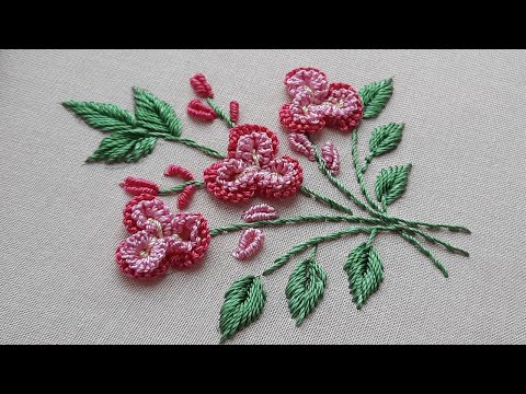 Cast-on stitch flower Dimensional Embroidery Viola flower