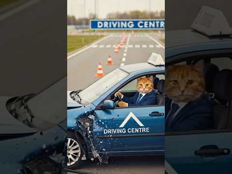 Orange Fat Cat Gets A Driver License! (did he crash it?) | Cat Stories AI #cat #catshorts #catai
