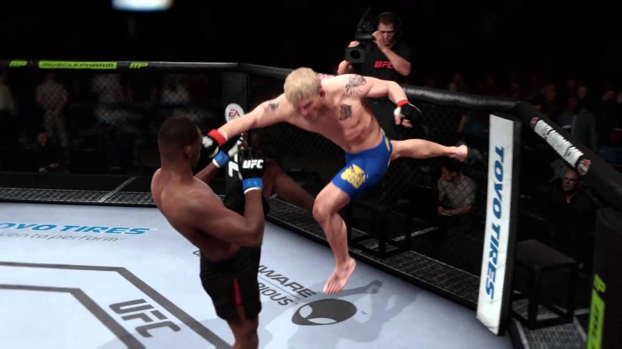 EA UFC Superman punch off cage - YouTube