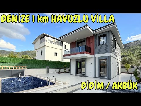 Didim Akbük’te Satılık Denize 1km Mesafede Tam Müstakil Havuzlu 3+1 Sıfır Dubleks Villa / No:407