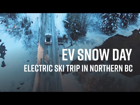 Electric vehicle ski trip to Shames Mountain in Northern BC.