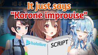 Korone Reveals That Even the Scripts for Official Events Have Given Up