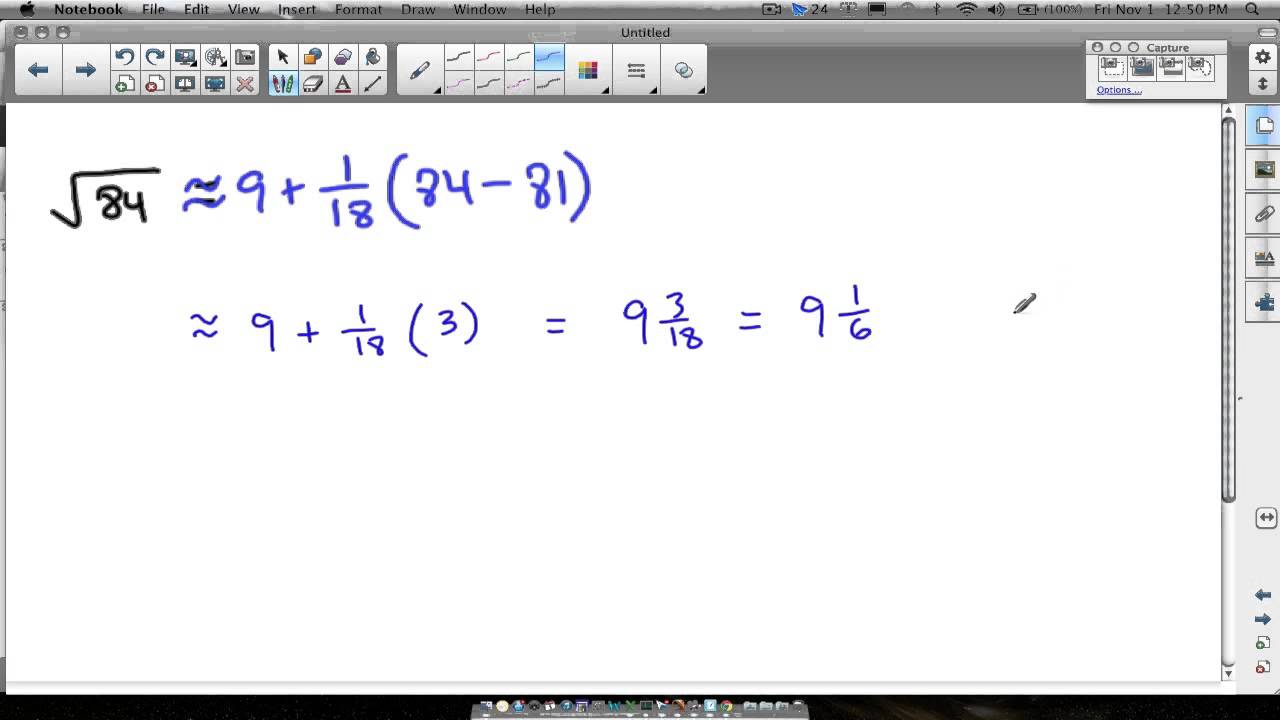 Linear approximation square root example youtube
