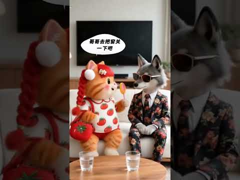 猫の動画サムネイル - 大橘扮演小姑娘惩戒坏狼 #shorts #ai