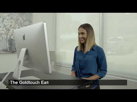 The Goldtouch EasyLift Desk is the most advanced desktop sit/stand desk solution in the world. With the Goldtouch EasyLift Desk solution, users can maintain their ideal work posture throughout the day, whether sitting or standing, to prevent common work related pains like lower back pain. The adjustable sliding keyboard tray allows users to keep their elbows close to their side and to maintain the ideal minimal ergonomic distance of an arm's length from their computer screen. The Goldtouch EasyLift Desk is the most advanced desktop sit/stand desk solution in the world. With the Goldtouch EasyLift Desk solution, users can maintain their ideal work posture throughout the day, whether sitting or standing, to prevent common work related pains like lower back pain. The adjustable sliding keyboard tray allows users to keep their elbows close to their side and to maintain the ideal minimal ergonomic distance of an arm's length from their computer screen.