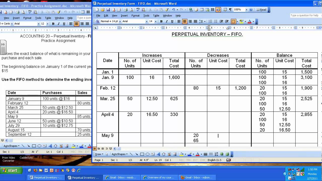 Perpetual Inventory FIFO YouTube