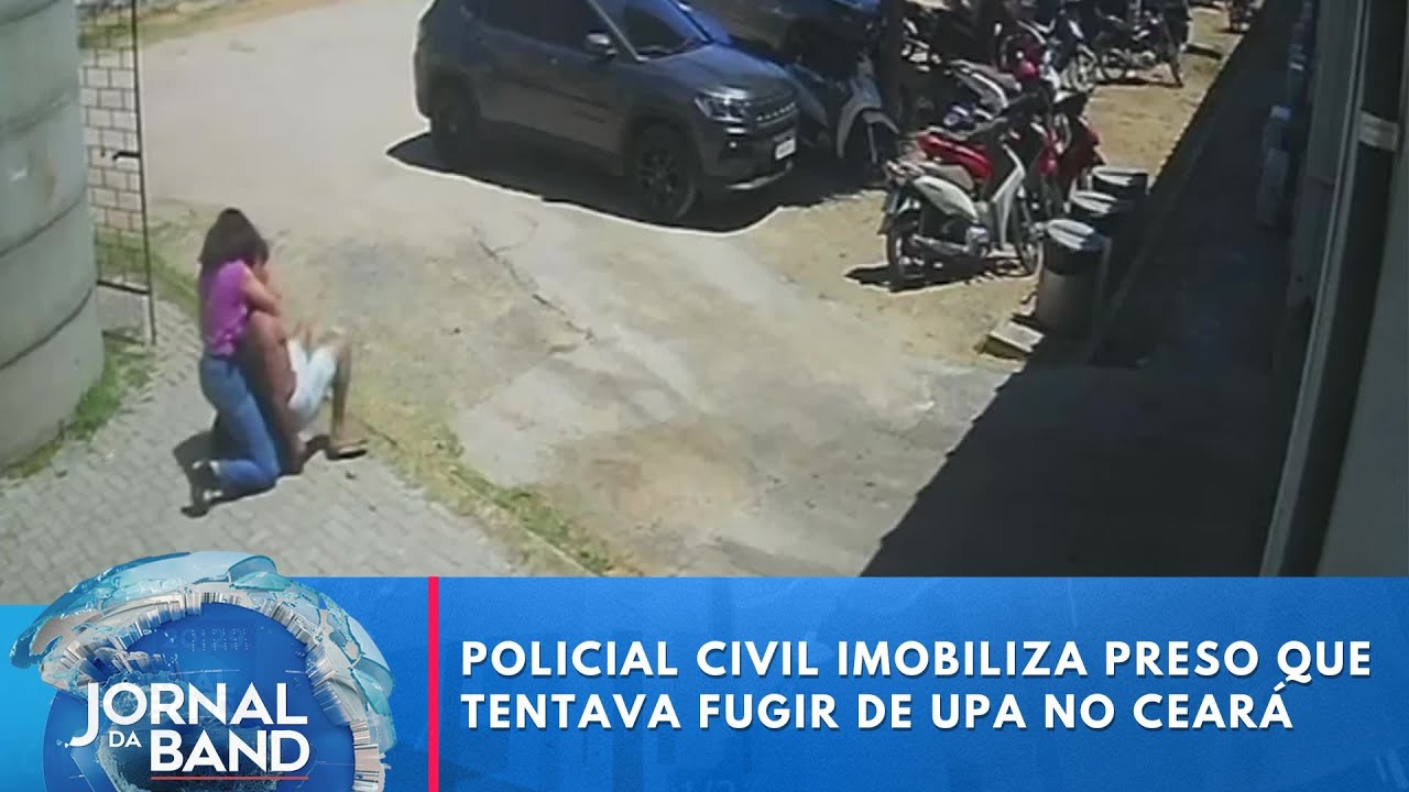 Sozinha policial civil imobiliza preso que tentava fugir de UPA no Ceará | Jornal da Band