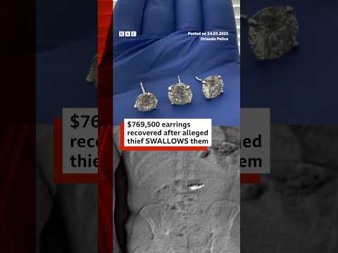 Diamond Tiffany's earrings recovered after alleged thief swallows them. #Orlando #Florida #BBCNews