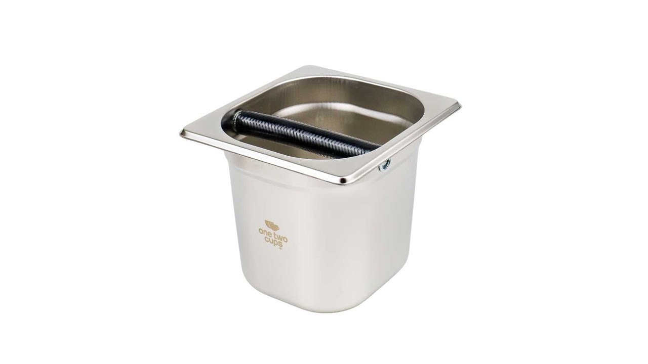 Pratinjau video produk One Two Cups Wadah Ampas Kopi Espresso Knock Box Container 17.5x16x15cm - KB1