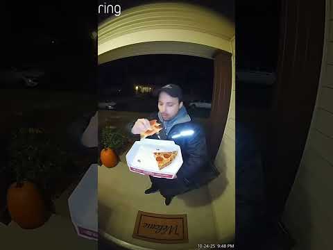 Pizza Delivery Guy Is Caught Red-Handed! #doorbell