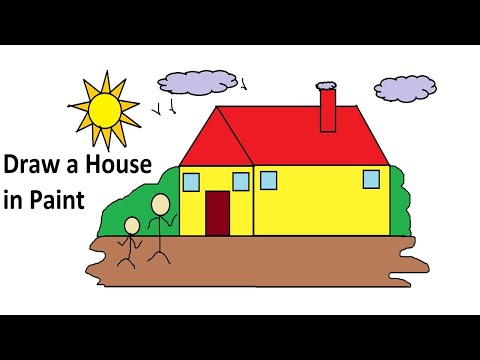 How to draw Home | House on computer | Simple Home Drawing on computer using Ms Paint