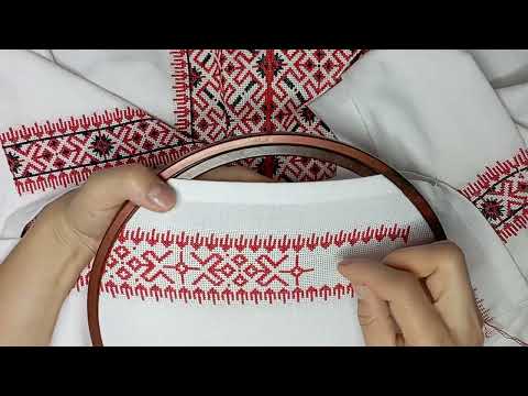 Сорочка на тканині з вставками. Процес вишивання.