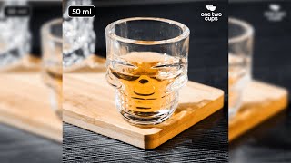 Pratinjau video produk One Two Cups Gelas Whisky Skull Head Crystal Rock Glass 50ml - M50