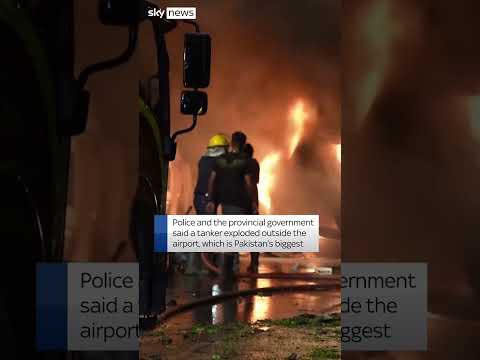 Cars on fire after massive blast outside Pakistan airport