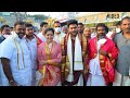 Hero Sharwanand, Rashmika Mandanna visit Tirumala temple
