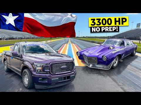 Big Power Texas Showdown // 1800hp Chevy Camaro No Prep King Drag Races 1500hp Twin Turbo Ford F-150