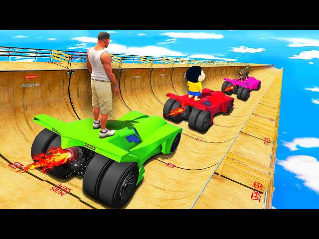 SHINCHAN AND FRANKLIN TRIED THE IMPOSSIBLE LONGEST SKY MEGA RAMP PARKOUR CHALLENGE GTA 5