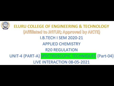 Spectroscopic Techniques Part-4 ELURU COLLEGE OF ENGINEERING & TECHNOLOGY, AFFILIATED TO JNTUK