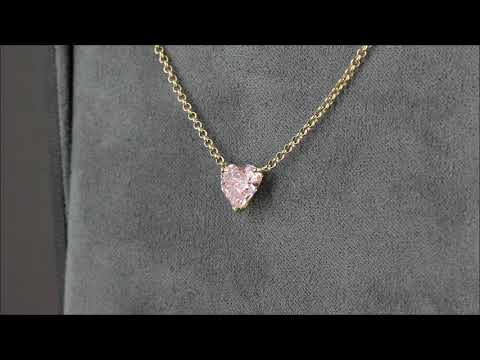 Кулон из белого золота с розовым бриллиантом огранки «Сердце»