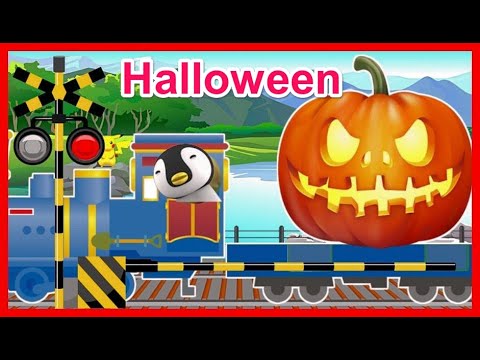 幼児向け★ ハロウィン 電車  Halloween Train★Railroad crossing and train animation for Kids #ハロウィン  #ふみきり #子供英語