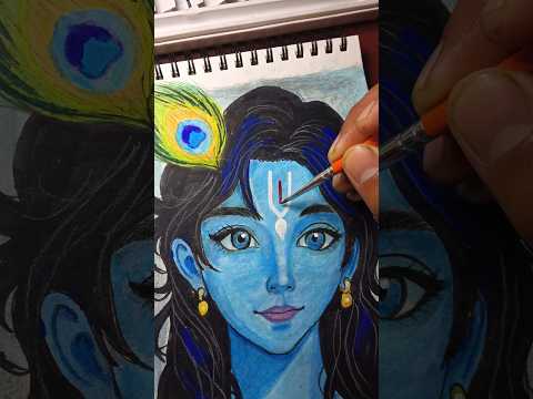Shree Krishna Beautiful Painting🦚🌺 🎨 | Bhakti + Art ✨ #art #painting #radhakrishna #shorts