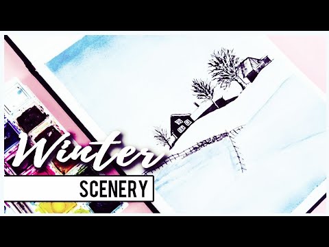 How to Paint a Winter Scenery with Watercolors for Beginners | Art Journal Thursday Ep. 27