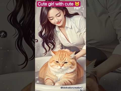 cute girl ❤️ with cute 😺#shorts #shortfeed #youtubeshorts #trending #viral