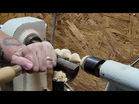 Turning A Simple Wooden Christmas Ornament On The Lathe! (346)